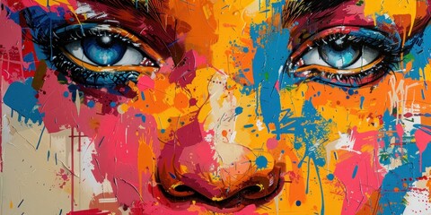 Bold graffiti art, urban canvas of saturated colors, street style vibrance
