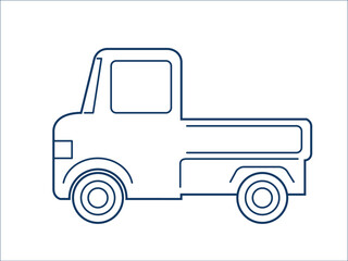 軽トラック　シンプルなデフォルメされた可愛い自動車のアイコン、イラスト、ピクトグラム
