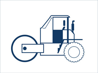 ロードローラー　シンプルなデフォルメされた可愛い自動車のアイコン、イラスト、ピクトグラム