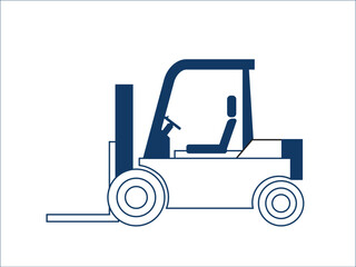 Naklejka premium フォークリフト シンプルなデフォルメされた可愛い自動車のアイコン、イラスト、ピクトグラム