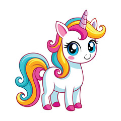 Vector of a adorable cartoon unicorn on white
