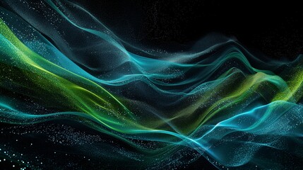 black blue green wave , a unique blend color vibes and glitch empty space digital grainy noise...