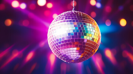 Obraz premium Disco ball illustration, multicolor music background