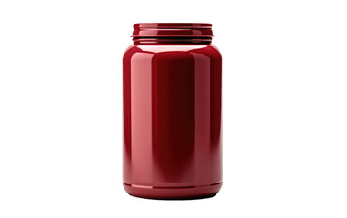 A red jar with a lid, pictured. on a White or Clear Surface PNG Transparent Background.