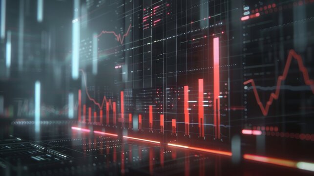 Interactive 3D bar graph displaying quarterly sales, with a futuristic touch for a strategic business presentation