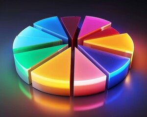 Fototapeta premium Sleek pie chart with dynamic segments, showcasing market share growth, perfect for financial reports
