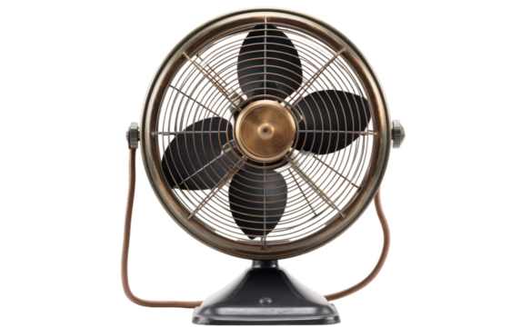A photograph showcasing an antique fan placed highlighting its vintage design and features. on a White or Clear Surface PNG Transparent Background.
