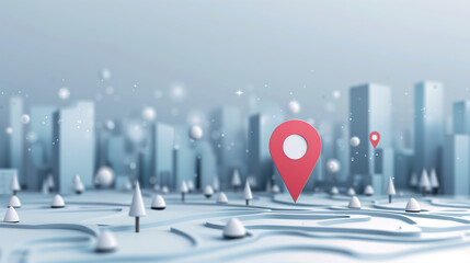 Bokeh Effect over a 3D Cityscape with a Location Marker