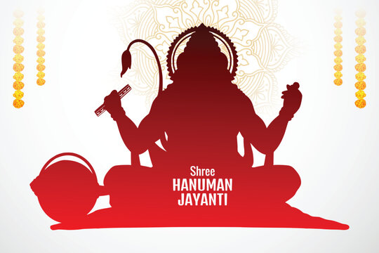 Happy hanuman jayanti celebrates the birth of lord sri hanuman card background