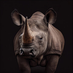 Obraz premium Majestic Black Rhino Portrait in Professional Studio Setting
