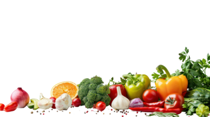 Food photography different fruits and vegetables  isolated on transparent and white background.PNG image