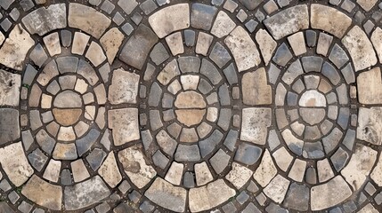 church floor different pattern , gothic cobblestone floor, top view, texture