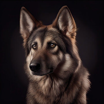 Captivating Saarloos Wolfdog Portrait in a Professional Studio