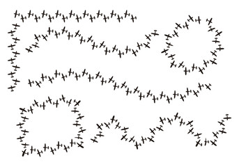 Hoja de iconos de trazado hecho con aviones. 