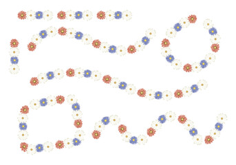 Hoja de iconos de trazado hecho con flores.