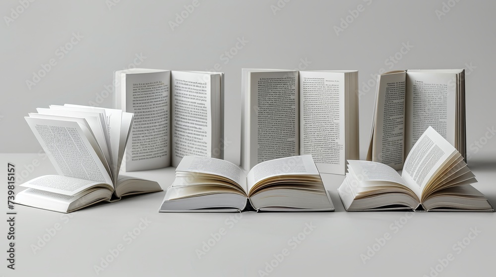 Aufkleber Isolated set of blank empty copy spaces in various positions in a white open book