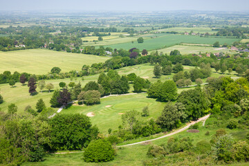 Aylesbury vale landscape with golf course, Buckinghamshire, UK