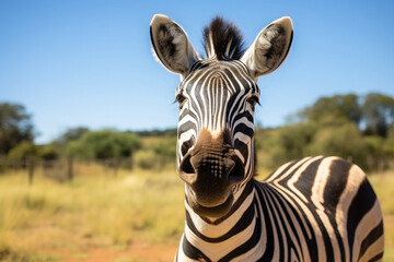 Fototapeta na wymiar Portrait of a zebra outdoors