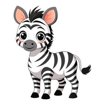 Vector of a cute zebra cartoon animal on white background.