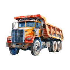 Obraz premium Watercolor dump truck on white background