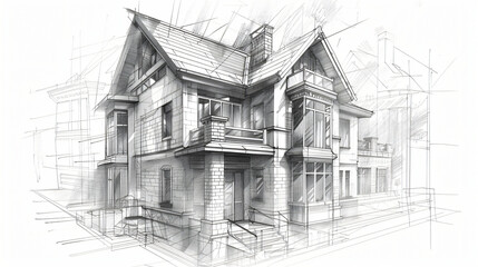 House building sketch architecture.