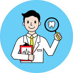 High quality vector illustration of diligently brushing teeth