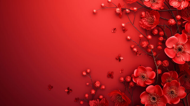 Background with copy space theme and red colored flowers