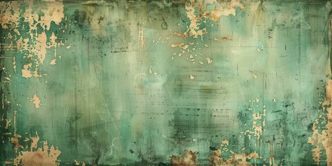 Aged and textured, this soft green grunge paper tells a subtle vintage story