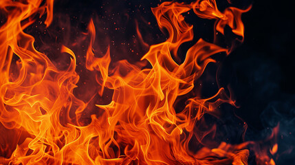Fire against black background