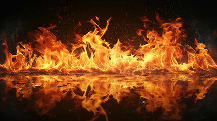Fire against black background