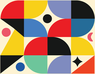 Obraz premium Abstract Seamless pattern in neogeo style.Colorful geometric shapes.vector illustration design. 