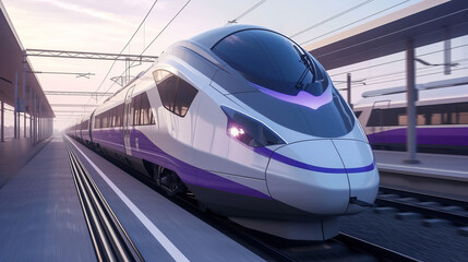 Fototapeta premium Modern high speed train close up view