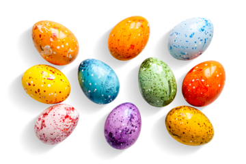 Set of easter coloful eggs on white