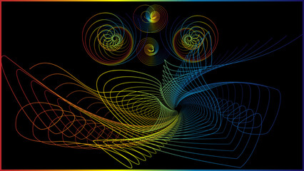 The vector dotted spiral vortex graphic is a visually interesting and complex image. The use of color, movement, and text all contribute to its overall effect