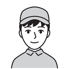 作業着を着た男性　白黒
