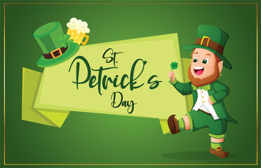 Vector illustration Happy Saint Patrick's Day, Green Day Editable Post Banner Templates Stickers 