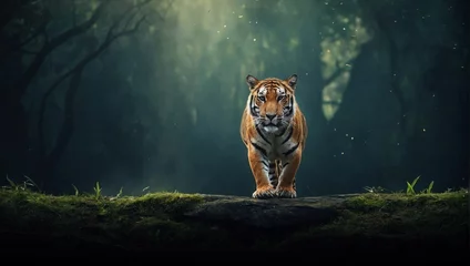 Schilderijen op glas tiger in the forest © Ahmad