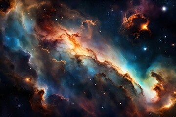 Obraz premium Nebula and galaxies in space. Abstract cosmos background.