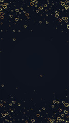 Gold hearts scattered on black background.