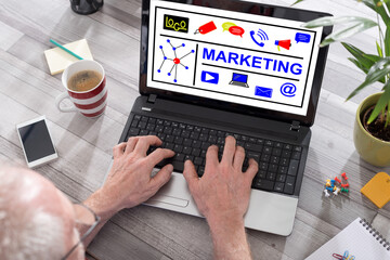 Marketing concept on a laptop screen