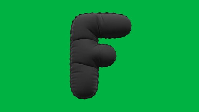 3D Balloon Letter F 4K animation in Matte Black Texture