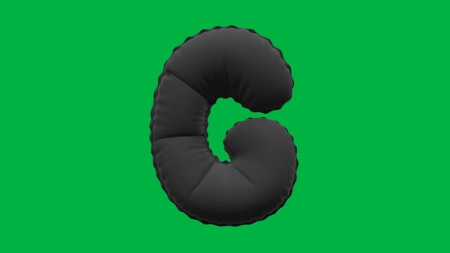 3D Balloon Letter G 4K animation in Matte Black Texture