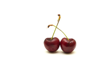 Two Red Cherries isolated on white background