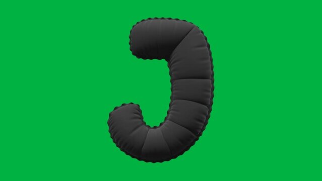 3D Balloon Letter J 4K animation in Matte Black Texture