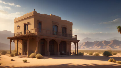 exotic house in the desert, AI generated