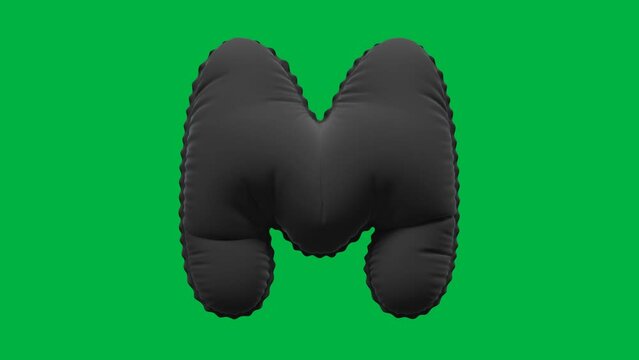 3D Balloon Letter M 4K animation in Matte Black Texture