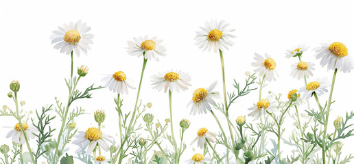 カモミールの水彩画