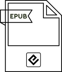 EPUB File format icon  black outline and light color text