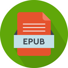 EPUB File icon with Orange  Color in circular Shape