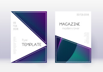 Triangle cover design template set. Neon abstract